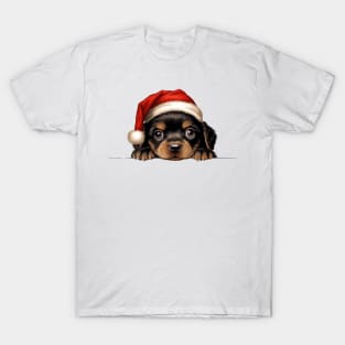 Christmas Peeking Puppy T-Shirt